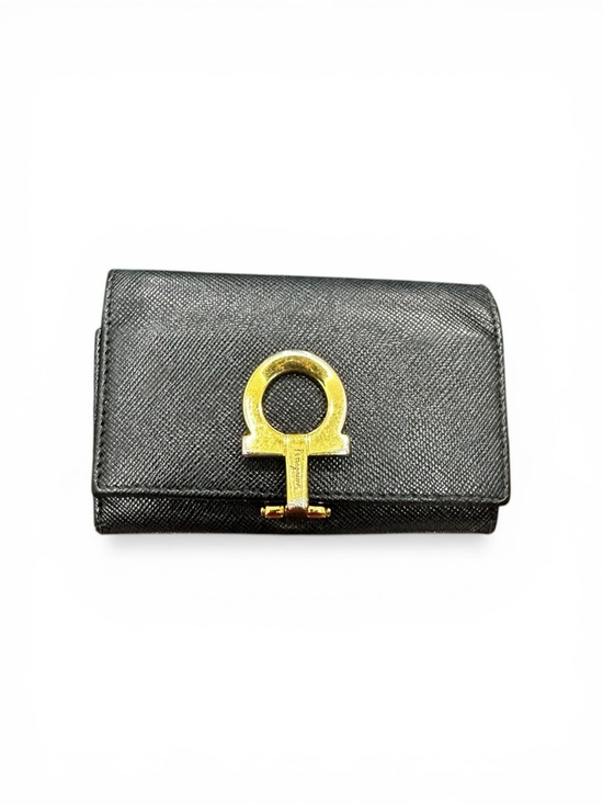 Salvatore Ferragamo Handbags - Vintage Ferragamo Gancini Key Holder Wallet Black Leather Italy